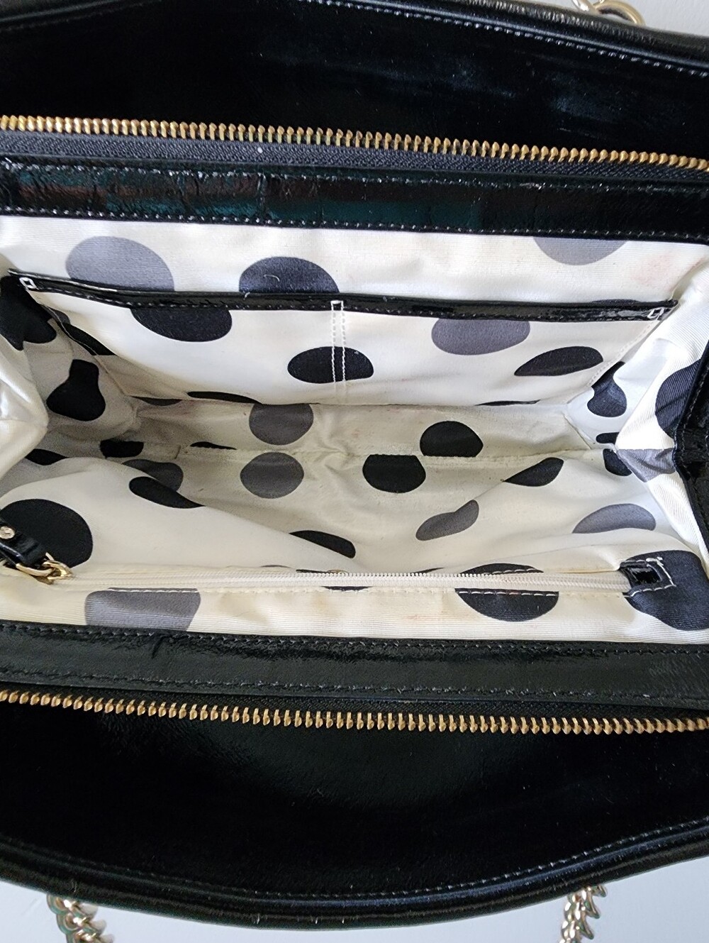 Kate Spade New York Black Patent Leather Chain Shoulder Bag Tote - Picture 10 of 14